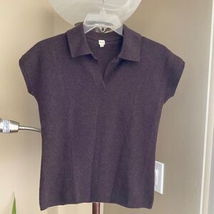 Future Paradise Cashmere Brown Short Sleeve Sweater, Size Small